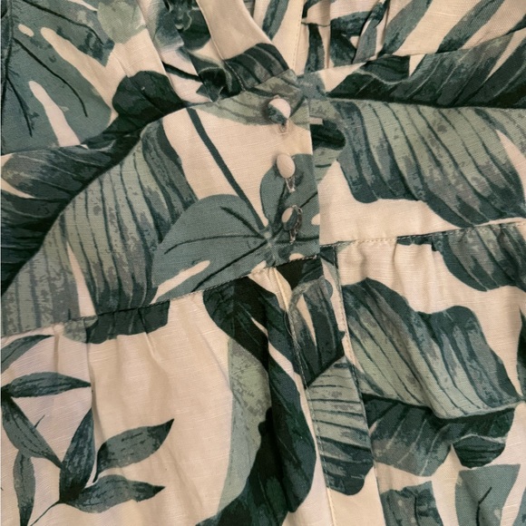 Johanna Ortiz x H&M Linen Blend Midi in Green Palm Leaf Floral Dress S - Picture 2 of 4